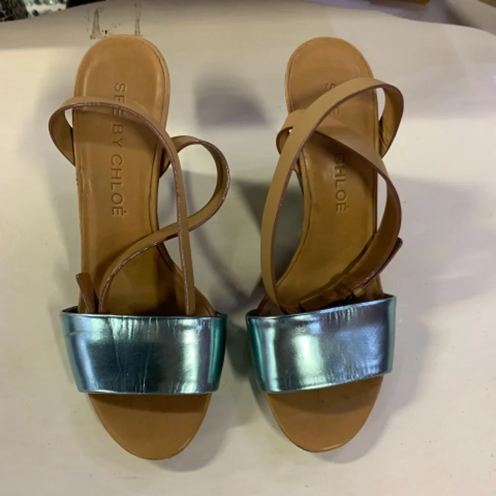 See by Chloe Leather Sandal Wedge, Size 10